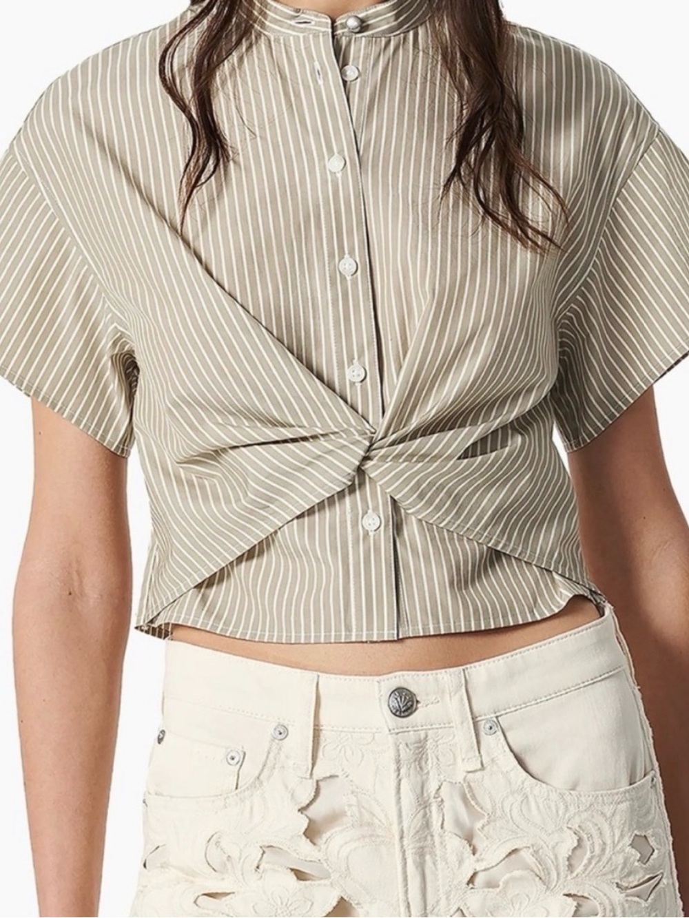 Rag and Bone Gretchen Striped Poplin Twist Shirt